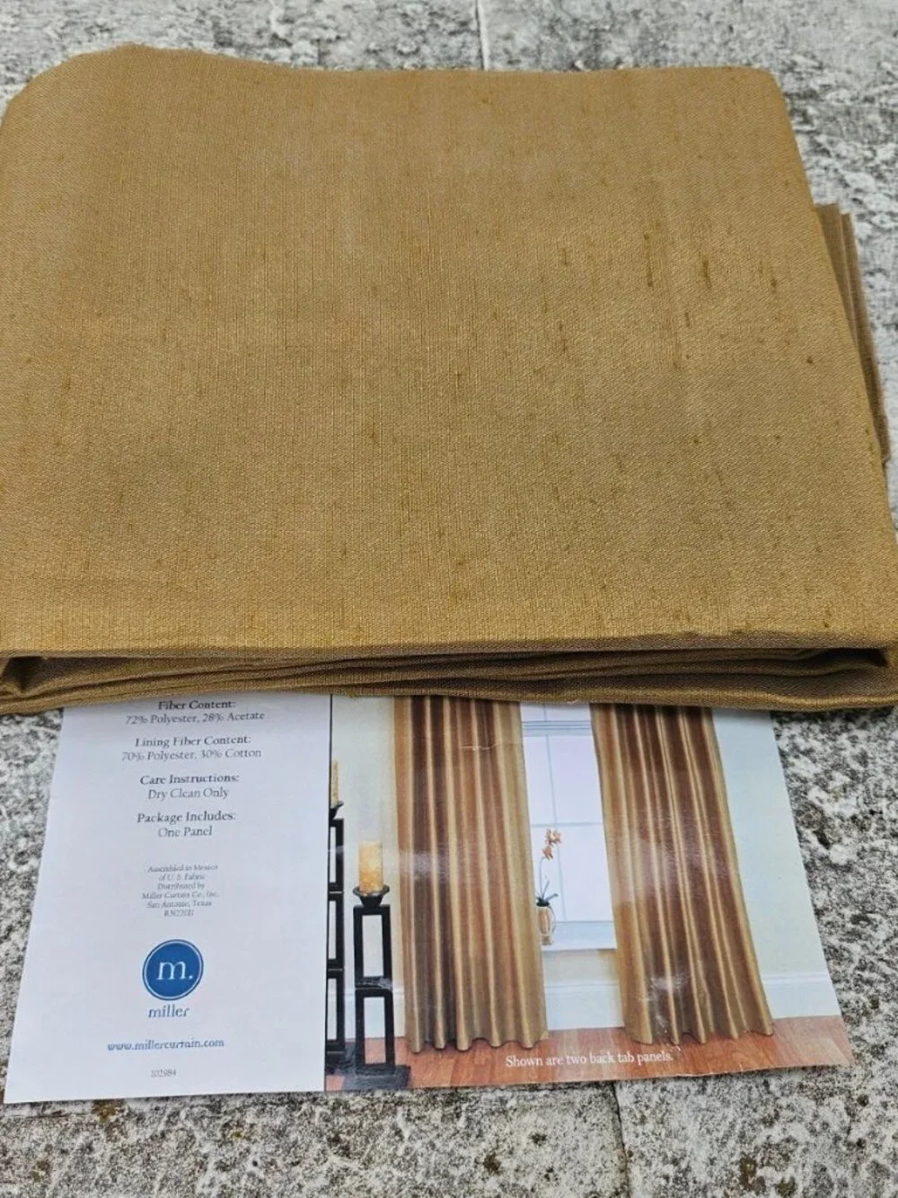 Miller Curtain Antique Satin Lined Back Tab Panel Window Curtain One Panel NWT